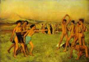 Young Spartans exercising by Edgar Degas